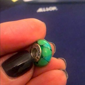 Pandora Murano teal and green glass charm